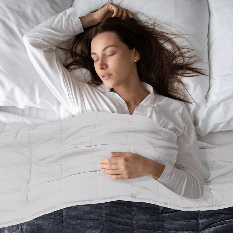 Motrip Weighted Blanket 10 Pounds Flannel, Warm Bed Blanket with Sanded Reversible, 48''x72'' 10lbs Light Grey - Image 3